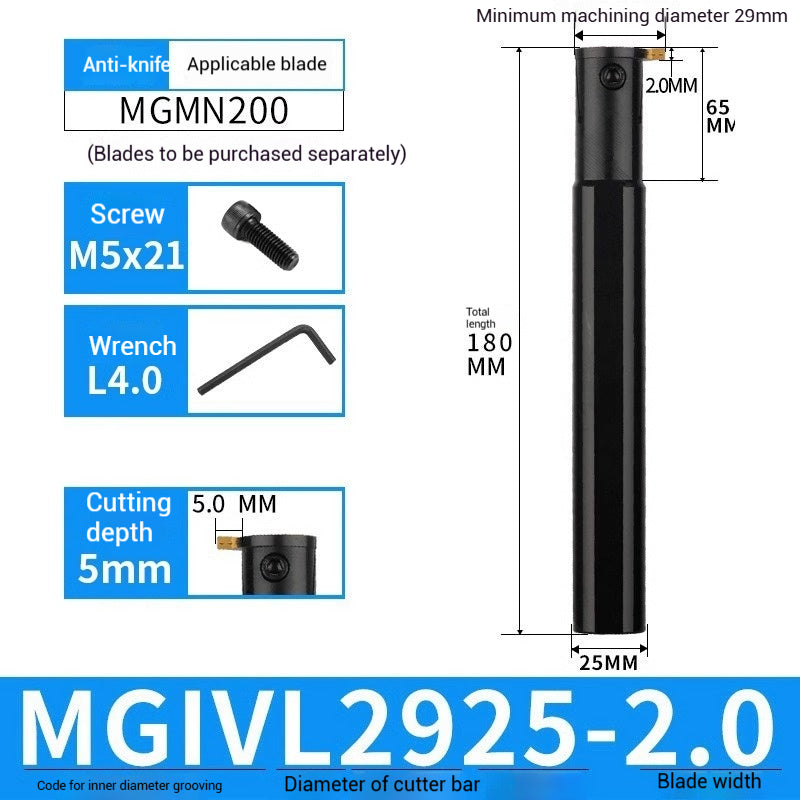 1024-CNC toolholder internal groove cutter MGIVR2016-2 internal groove toolholder lathe cut-off tool CNC lathe tool cutting tools Shandong Denso Pricision Tools Co.,Ltd.